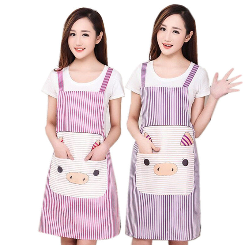 韩版防尘厨房围裙男女工作上班背带成人可爱时尚韩版家用做饭围腰白底实物图