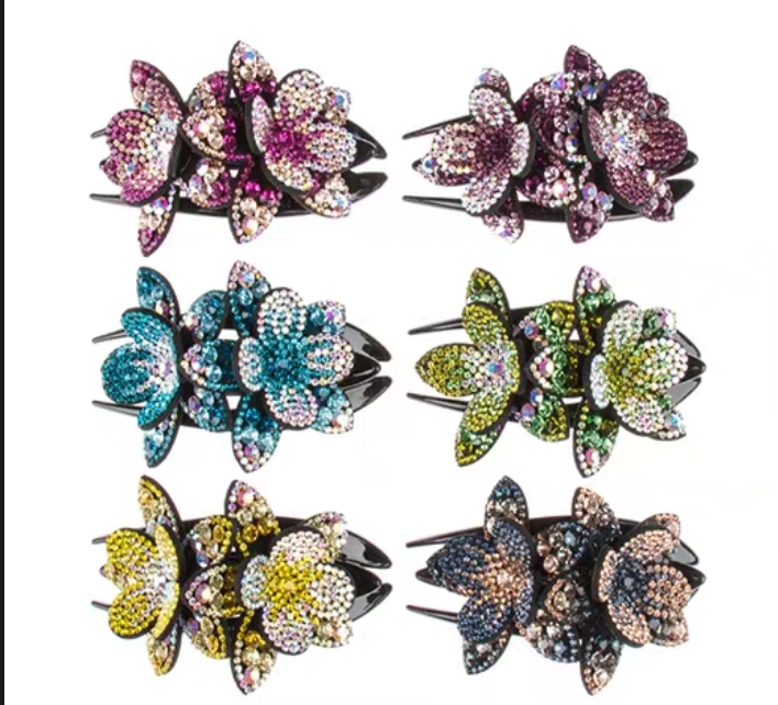Double flowers 🌸 fashion elegant headdress dovetail clamps thumbnail