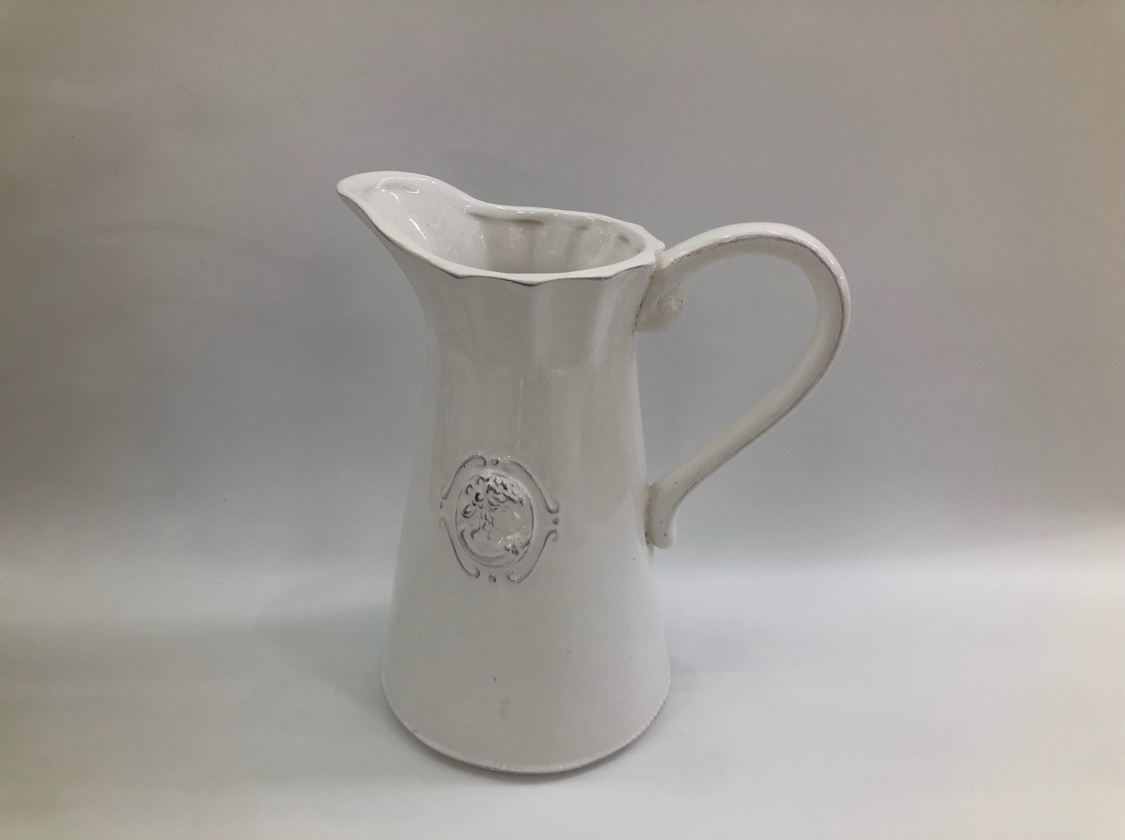 Export relief ceramic milk pot monoaural small white vase decoration living room flower arrangement ins style French household decoration thumbnail