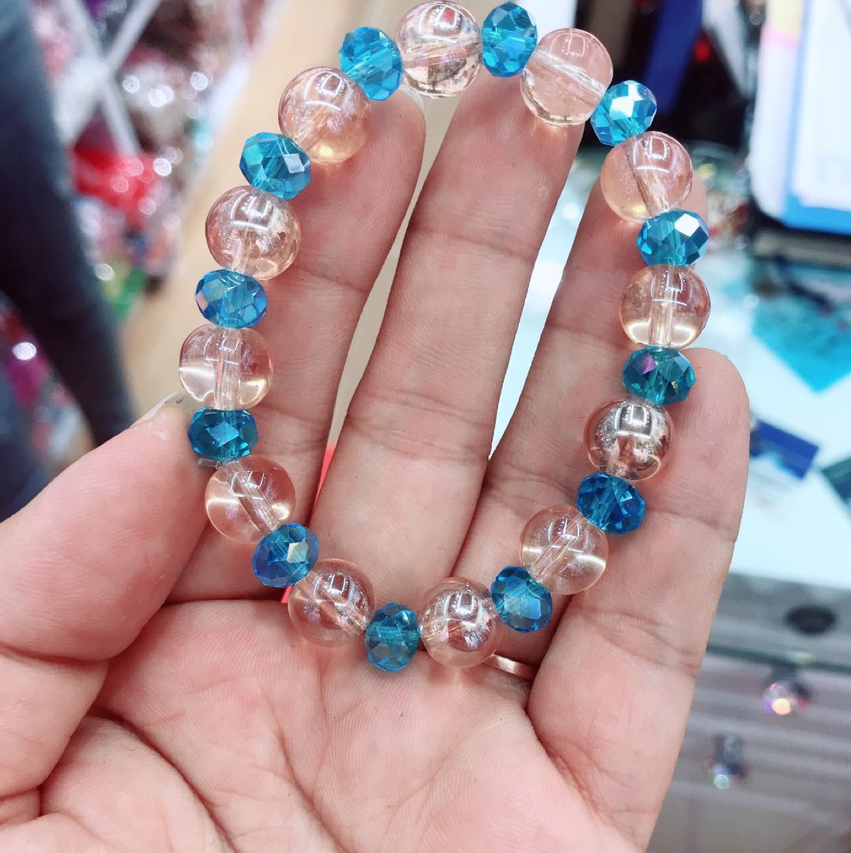 Amber gold bracelet in blue thumbnail