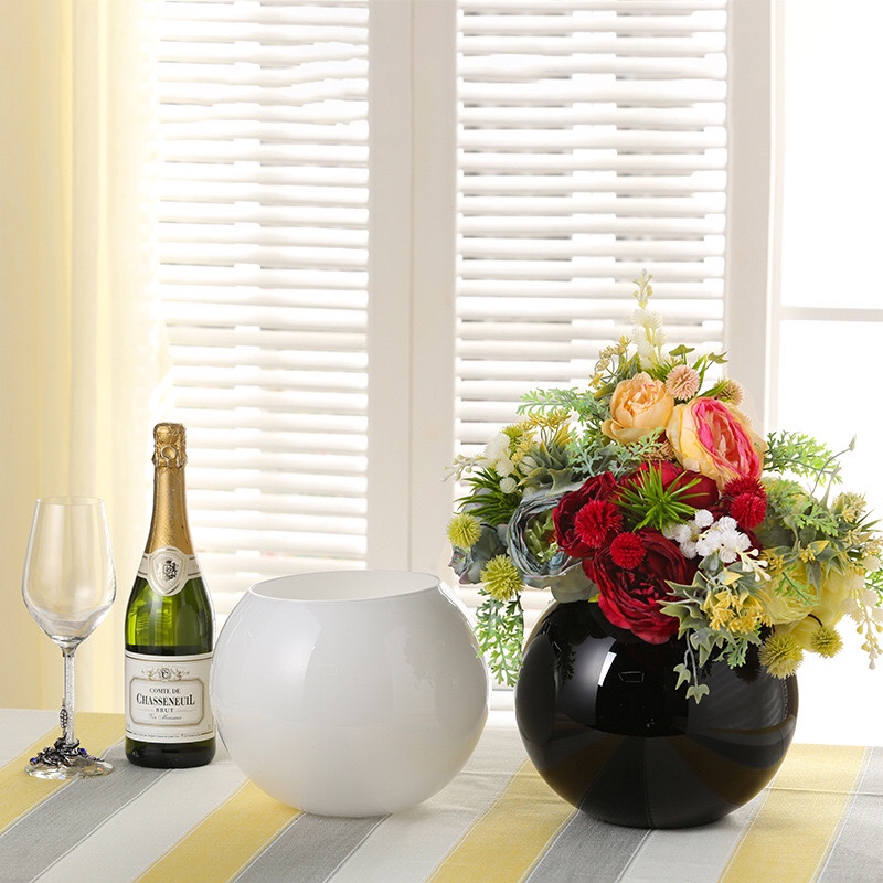 义乌好货北欧套瓷玻璃黑白花瓶鲜花干花客厅房间工艺装饰摆件