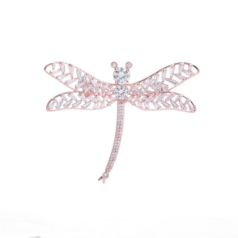 The trend of Korean dragonfly micro-inlaid zircon brooches details Picture