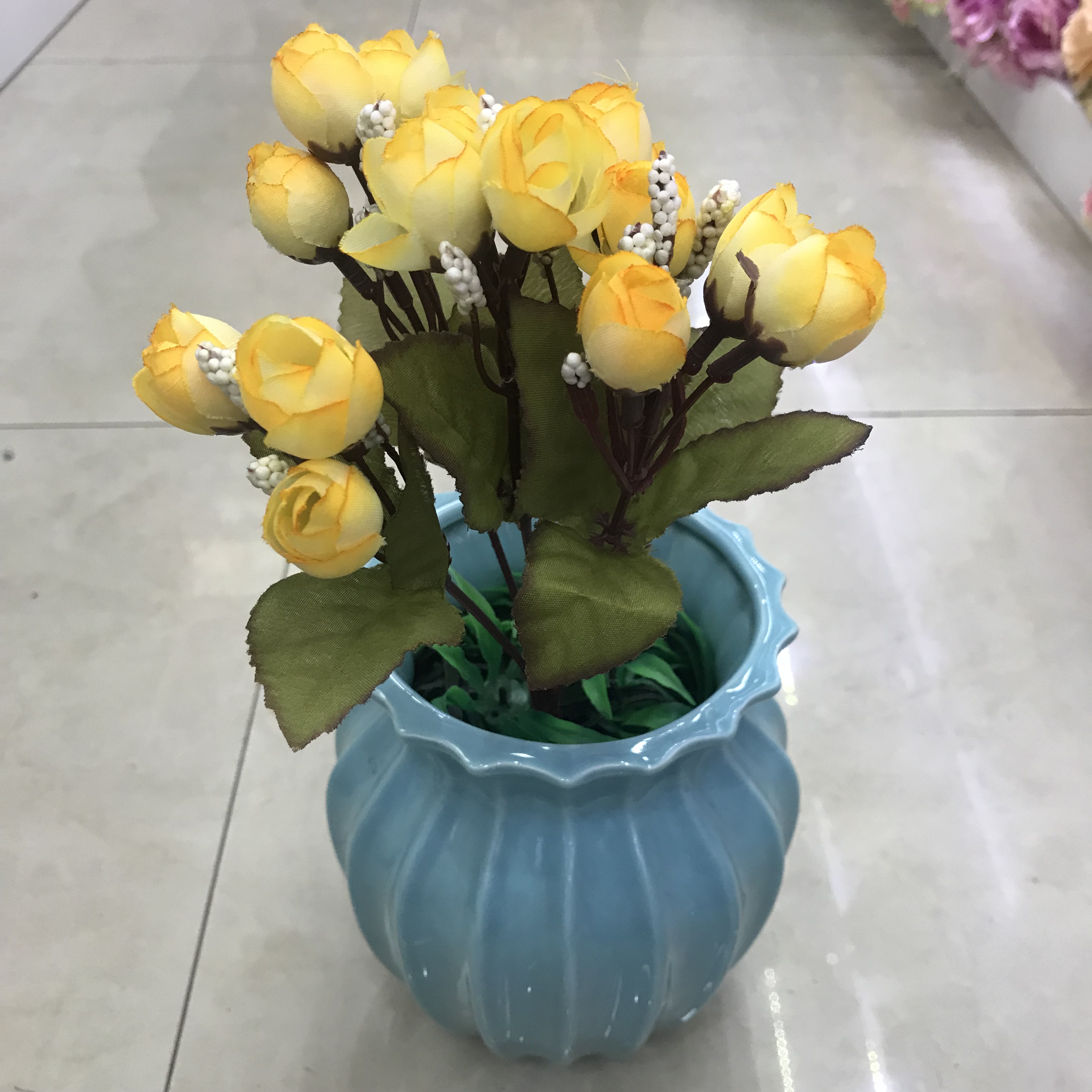 Living room artificial flower and artificial flower tea, bedroom decoration, venue arrangement, autumn 5-pronged 15-head star bud wholesale detail image 7