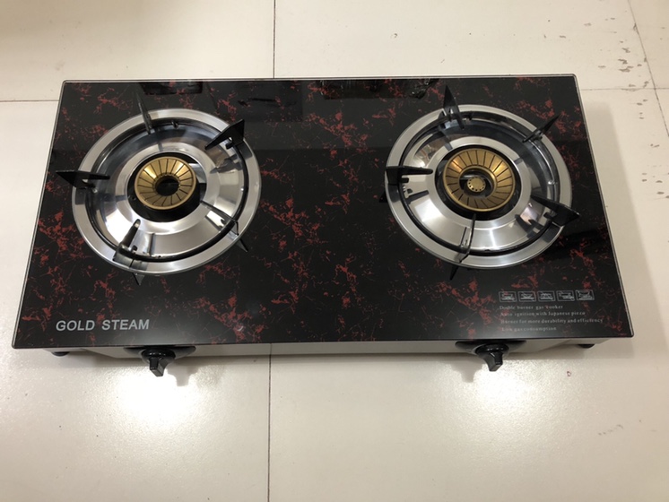 Table ultra thin glass panel stainless steel bottom shell double furnace revolving fire cover gas stove