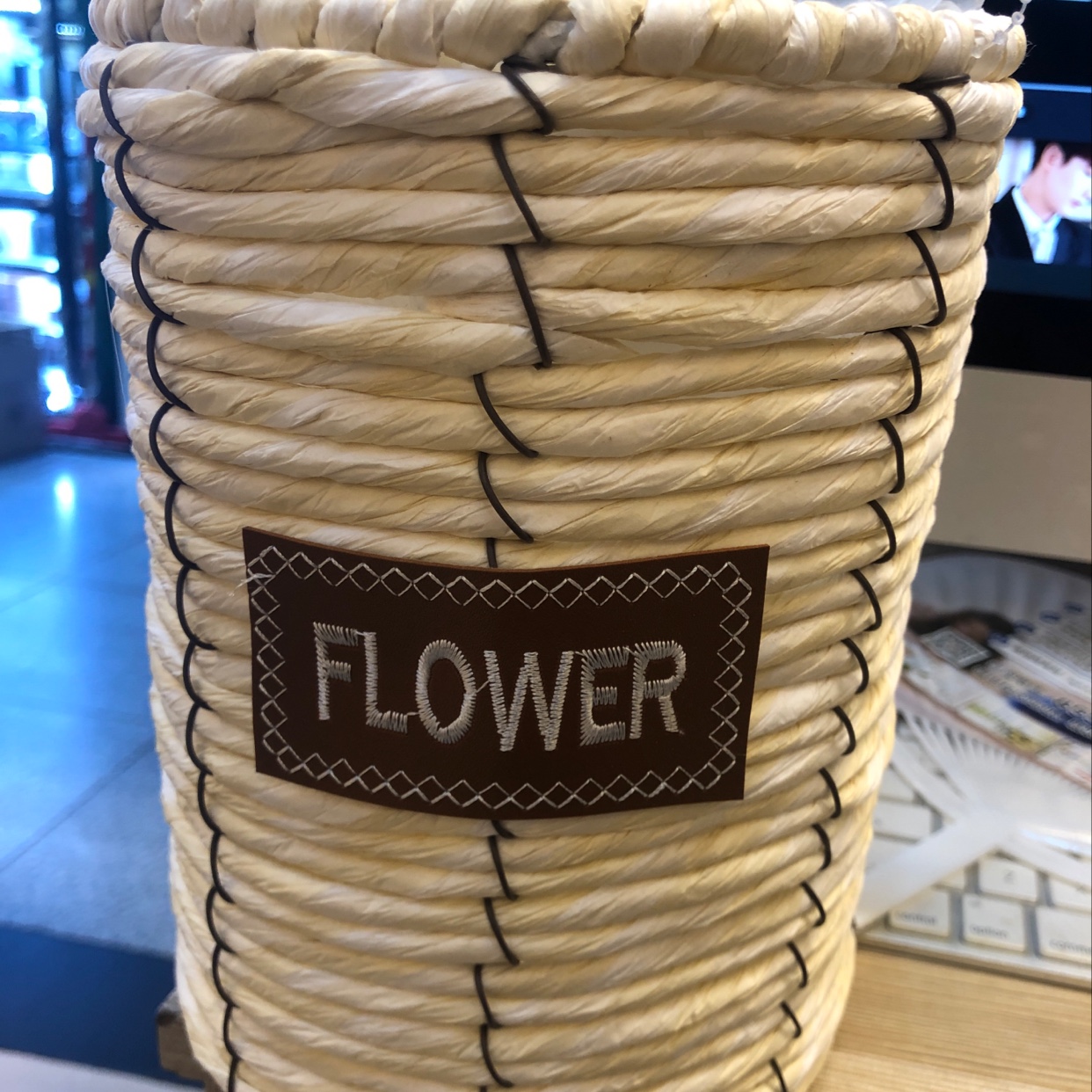 庆玲工艺手工编织直筒纸绳编织插花园艺篮子家居摆件插花