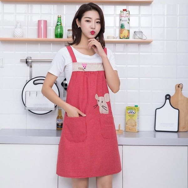Cotton apron kitchen sleeveless smock women factory apron work web celebrity fashion lovely Korean work clothes good-looking