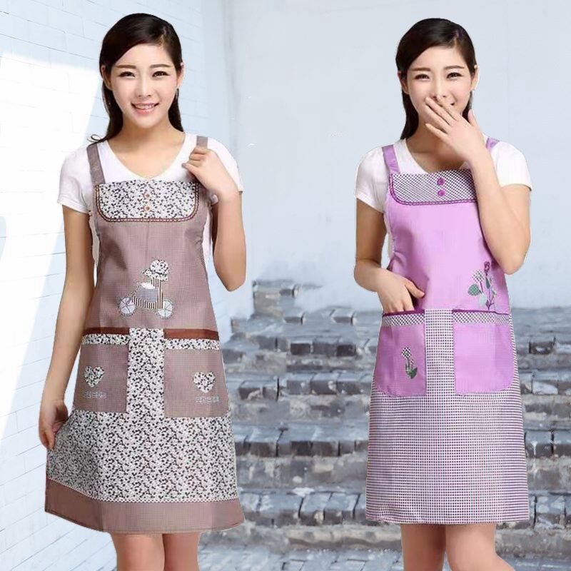 415日韩背带H型围裙厨房防水防油家务厨房围裙广告logo定制围裙白底实物图