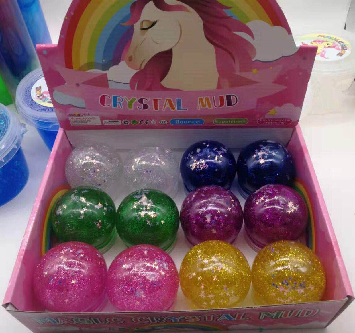 Crystal Mud Slym set Safe non-toxic creative DIY DIY materials transparent rubber colored mud ball shaped toys thumbnail