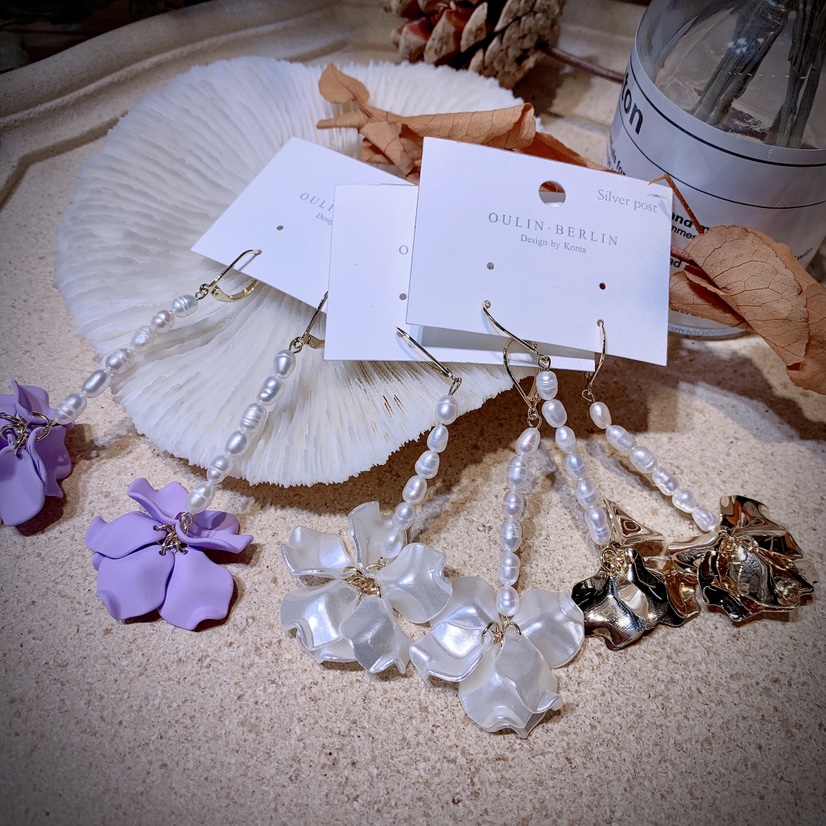 Long purple and blue earrings thumbnail