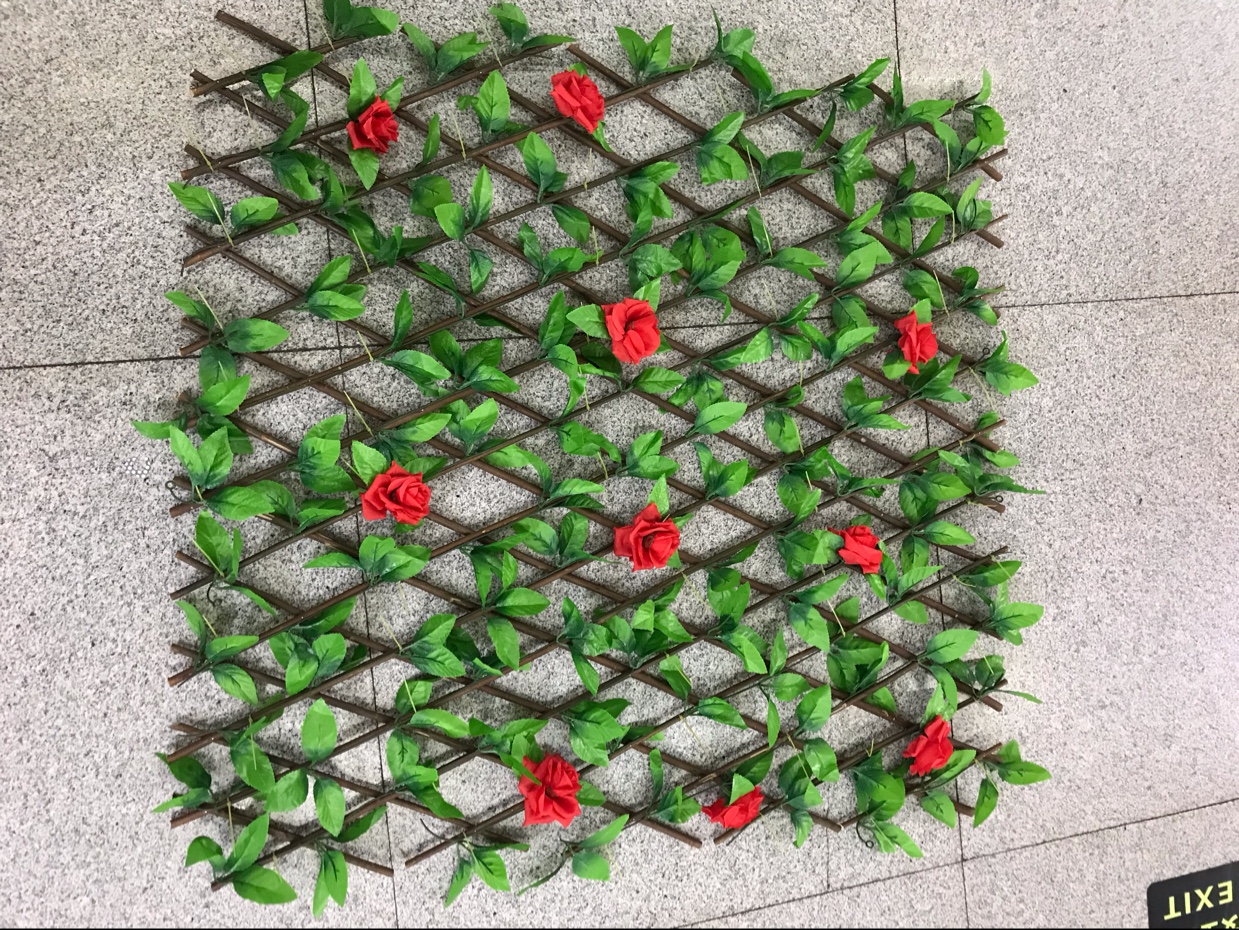 Living Room Background Decoration Simulation Plant Decoration Preferred Three-Pronged Leaf Plus Flower Fence