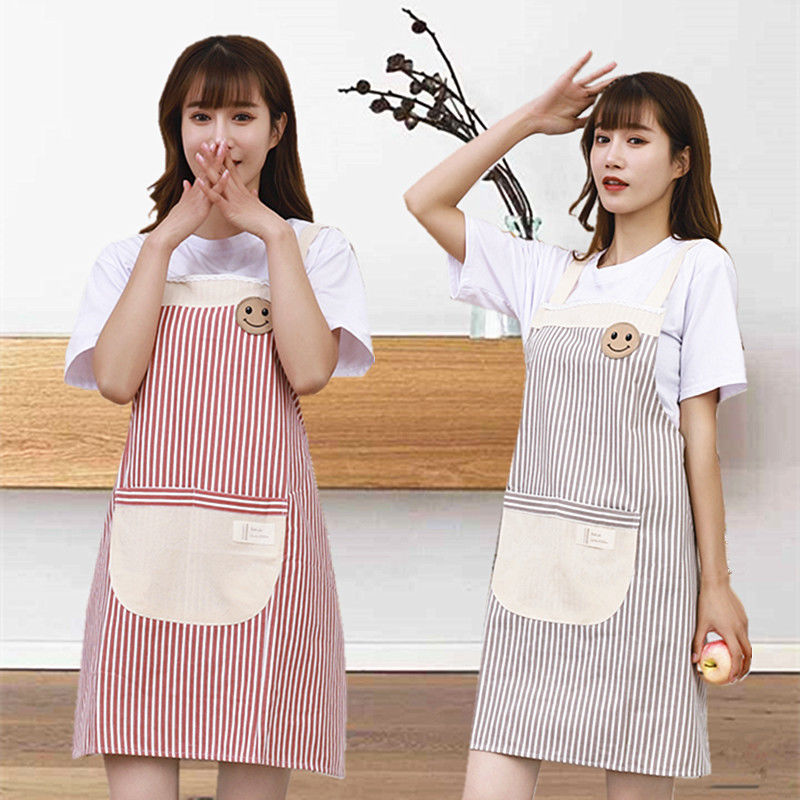 Fashion cotton and hemp apron women's kitchen with anti-oil overalls summer breathable men and women work clothes waist skirt thumbnail