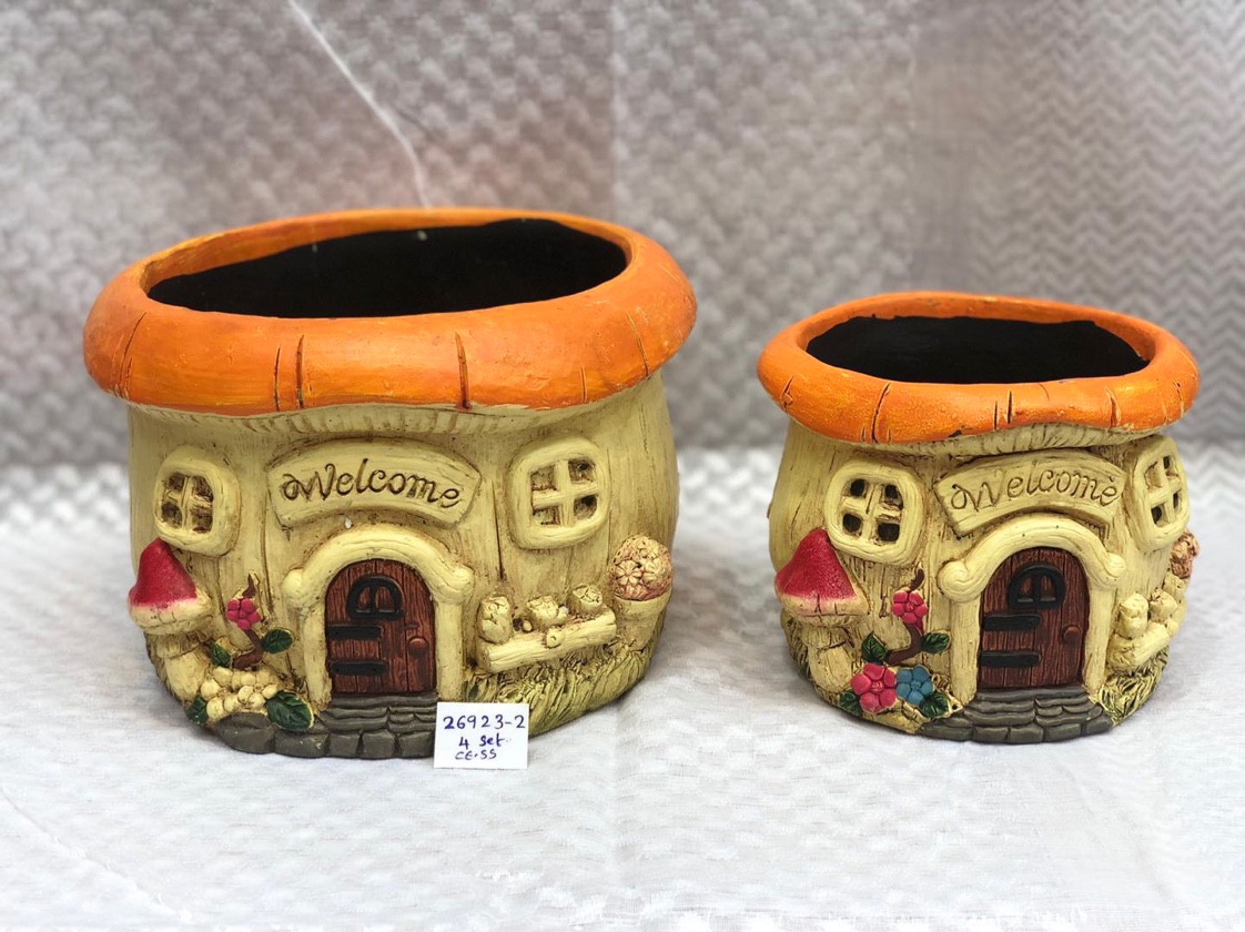 Succulent flower pot set two hand-painted flower device green plant flower platter mushroom garden lovely light luxury creative thumbnail