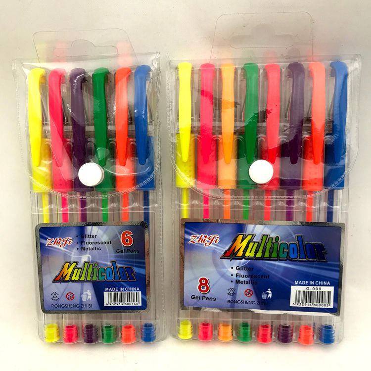 Fluorescent neutral pen set in 6 colors, 8 colors and 12 colors