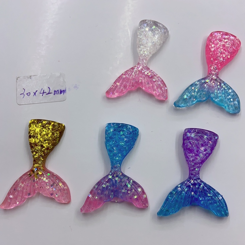 Resin fish tail 30*42mm resin accessory mobile phone refrigerator patch, Fuwode A111