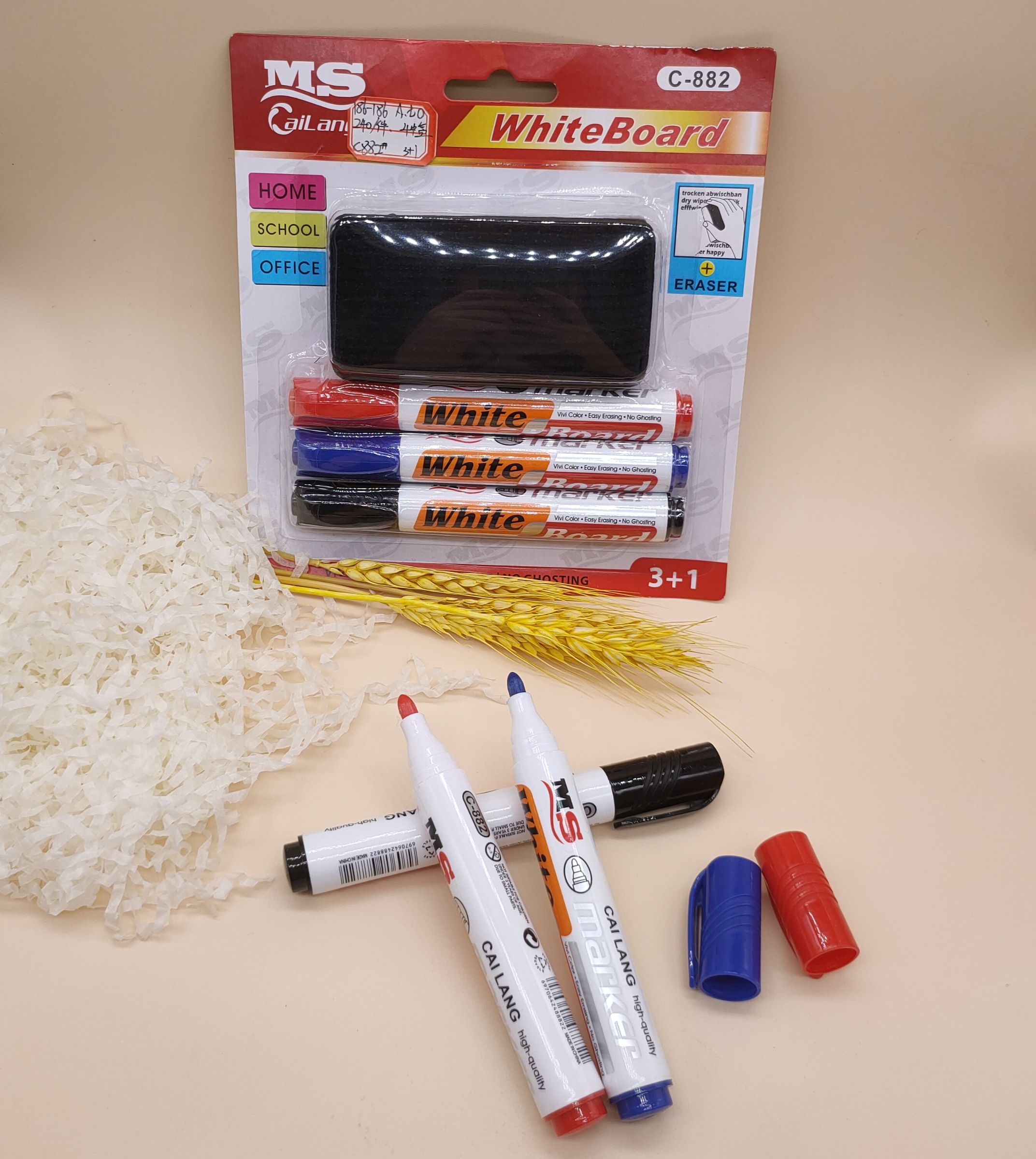 White eraser with whiteboard pen set with magnetic white brush clean chalk eraser thumbnail
