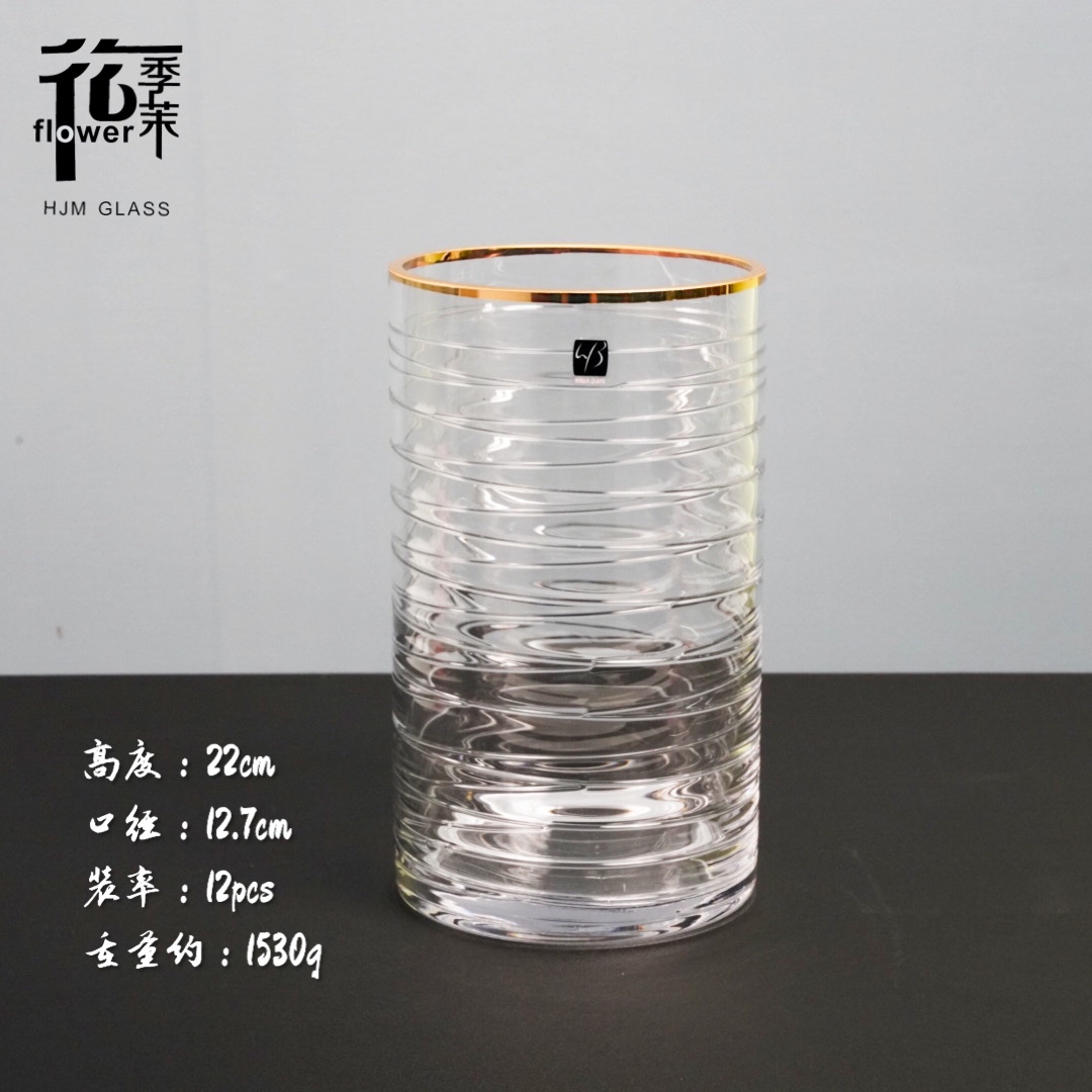Direct sales and wholesale of Nordic minimalist, light luxury hand-painted, wire-wound, thickened transparent glass vases and creative home decoration items from the manufacturer details Picture