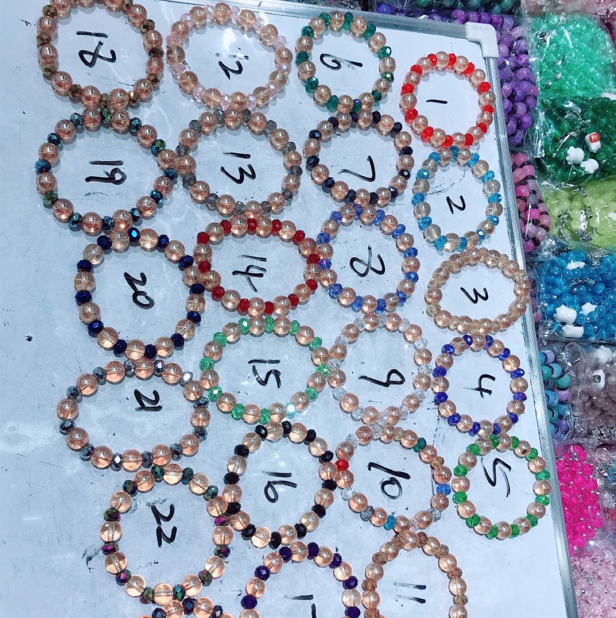 Amber gold bracelet in five colors Specification drawing