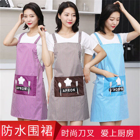 415 waterproof apron knife and fork chef apron waterproof and oil-proof striped kitchen apron advertising apron manufacturers wholesale thumbnail