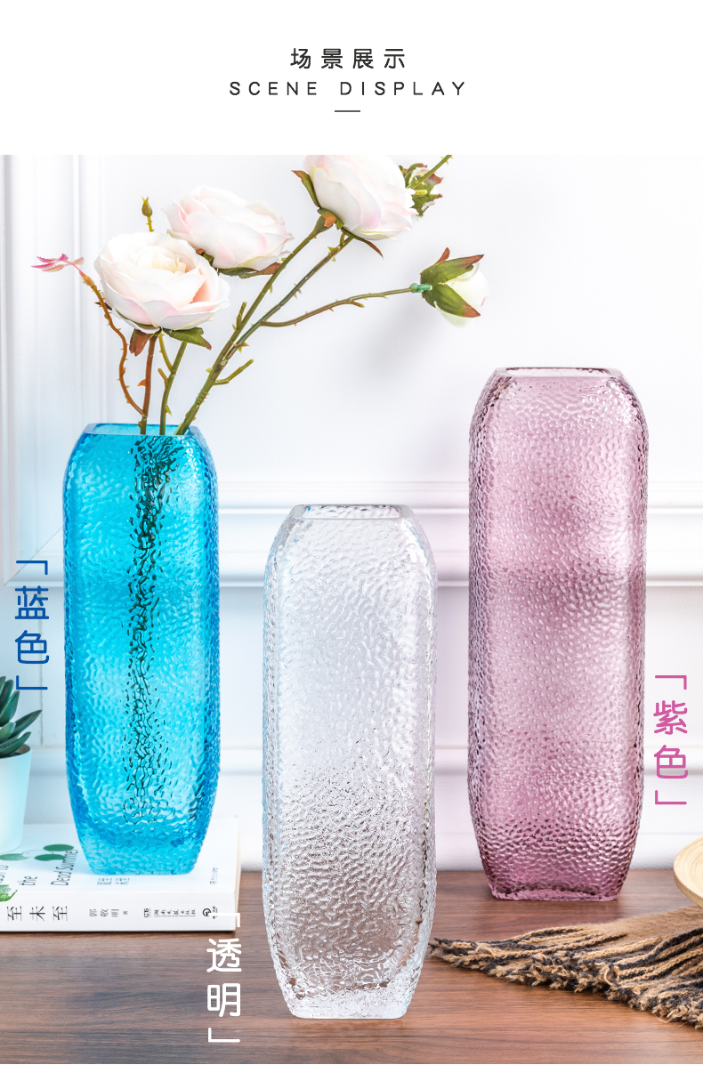 Nordic glass pearl vase, transparent living room dried flower decoration, handcrafted slender, colorful, large and creative detail image 1