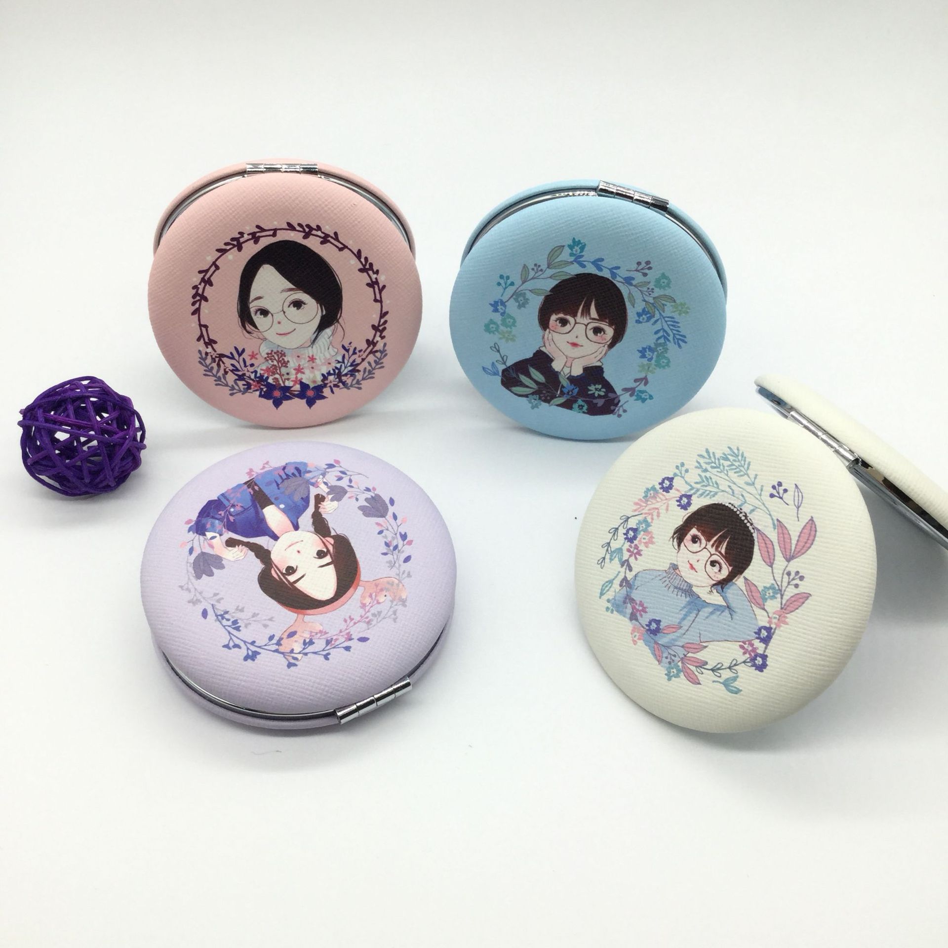 女士学生便携公主镜迷你翻盖放大化妆镜双面镜详情4