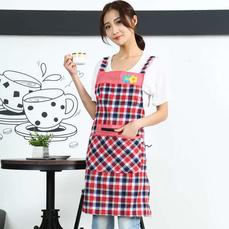 纯棉棉麻围裙长袖加厚加肥罩衣吊带围裙厨房防水反穿衣工作服