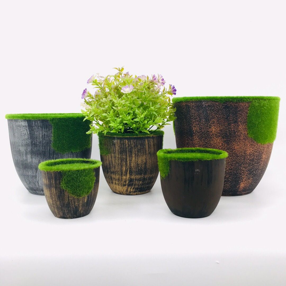 Factory direct sales of plastic flower POTS P02S+ flocked plastic flower POTS, imitation porcelain flower POTS