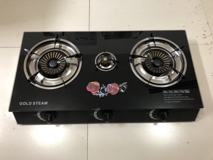 Table glass panel three - tip rotating fire gas stove