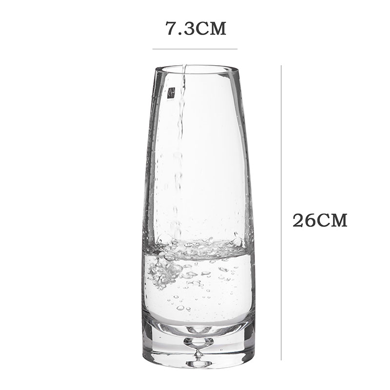 炮弹椭圆形花瓶客厅装饰玻璃 底部气泡椭圆形透明百合鲜花插花瓶详情图2