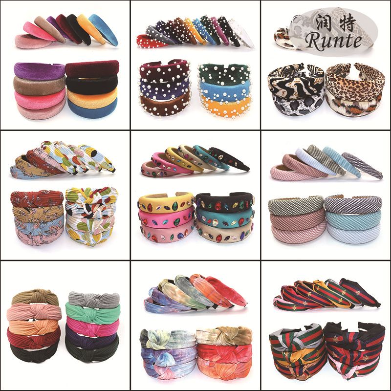 Runte Accessories: Wholesale of fashionable and simple sponge hair bands and headwear featuring Korean Instagram influencers, European and American nailed pearl headbands