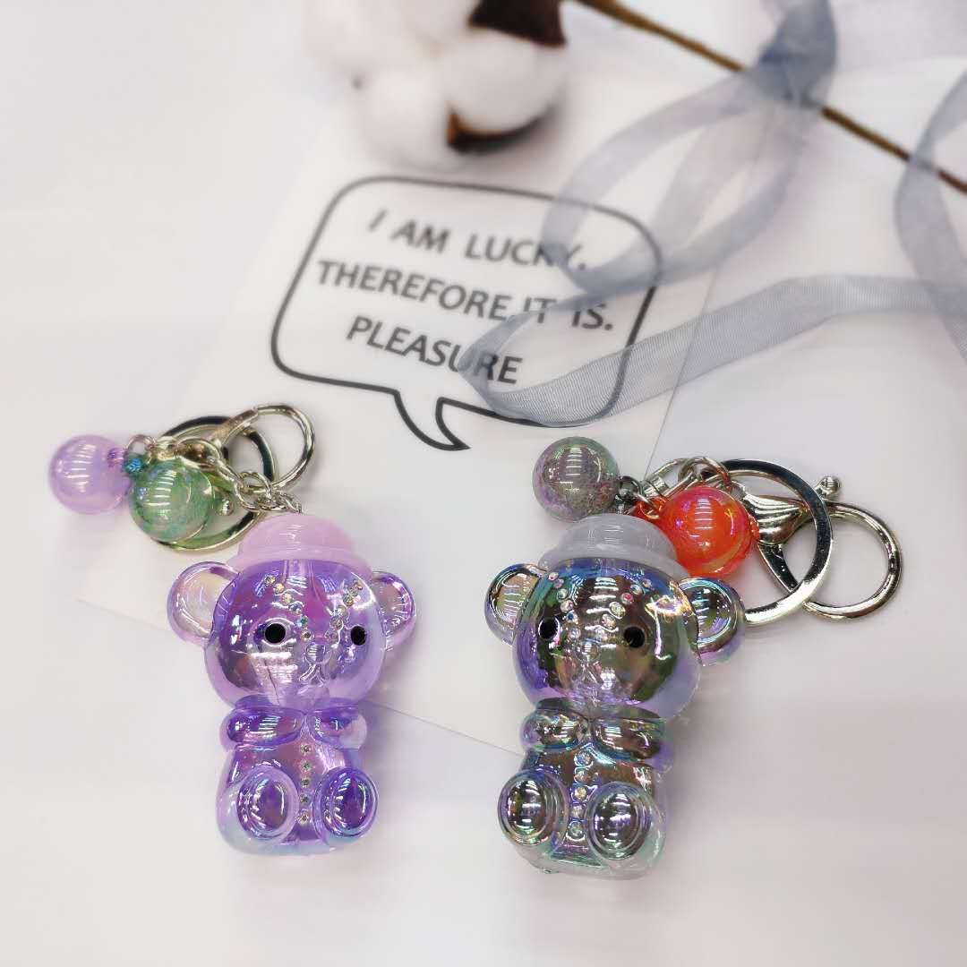 Aizhu jewelry, colorful hats, bear bears, transparent white-plated acrylic pendants, keychains, accessories, clothing accessories detail image 1