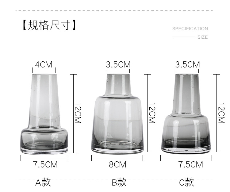 A Nordic InS-style mini glass vase in the shape of a slender flower tower, a fresh and creative flower arrangement decorative item detail image 4