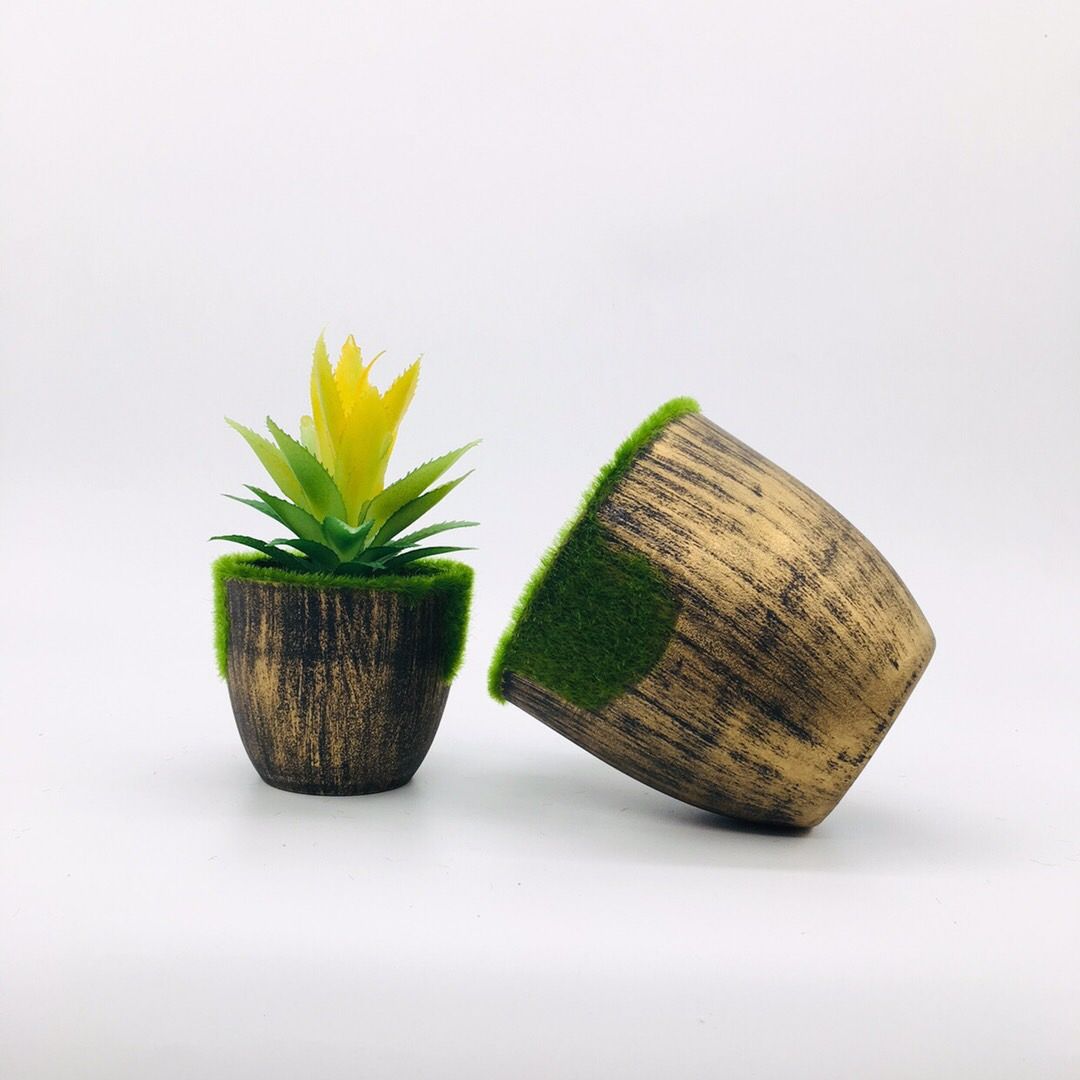 Factory direct sales of plastic flower POTS P02S+ flocked plastic flower POTS, imitation porcelain flower POTS details Picture