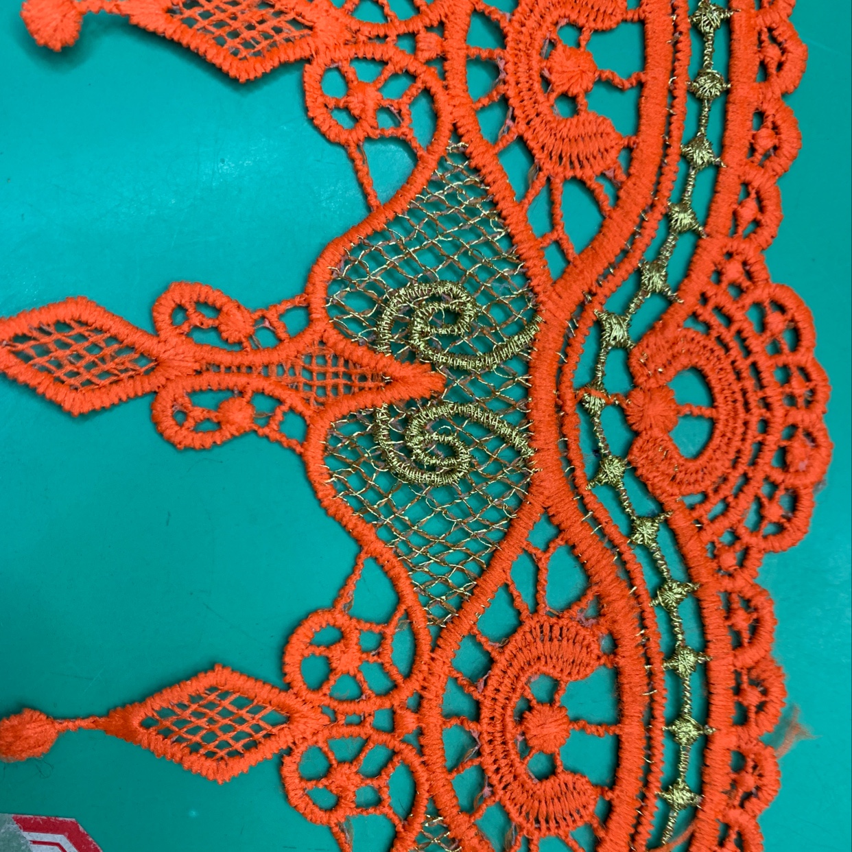 a1003 Orange milk thread with gold thread details Picture