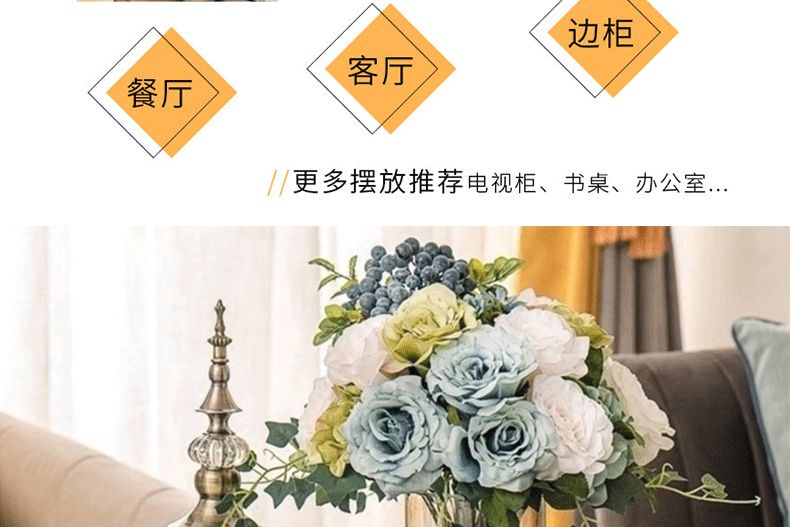 European-style glass vases, creative living room decorative items, home dining tables, light luxury flower arrangement transparent handicrafts