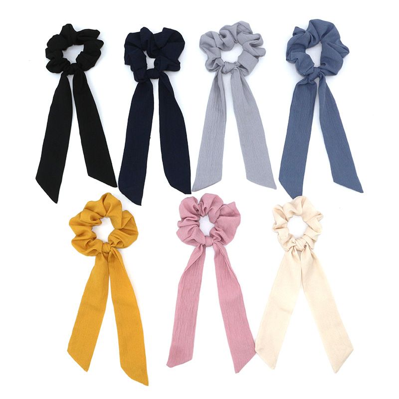 Wholesale of new Spring and summer style fresh and light long ribbon hair bands, women's large intestine bands, Korean polyester silk imitation headwear details Picture