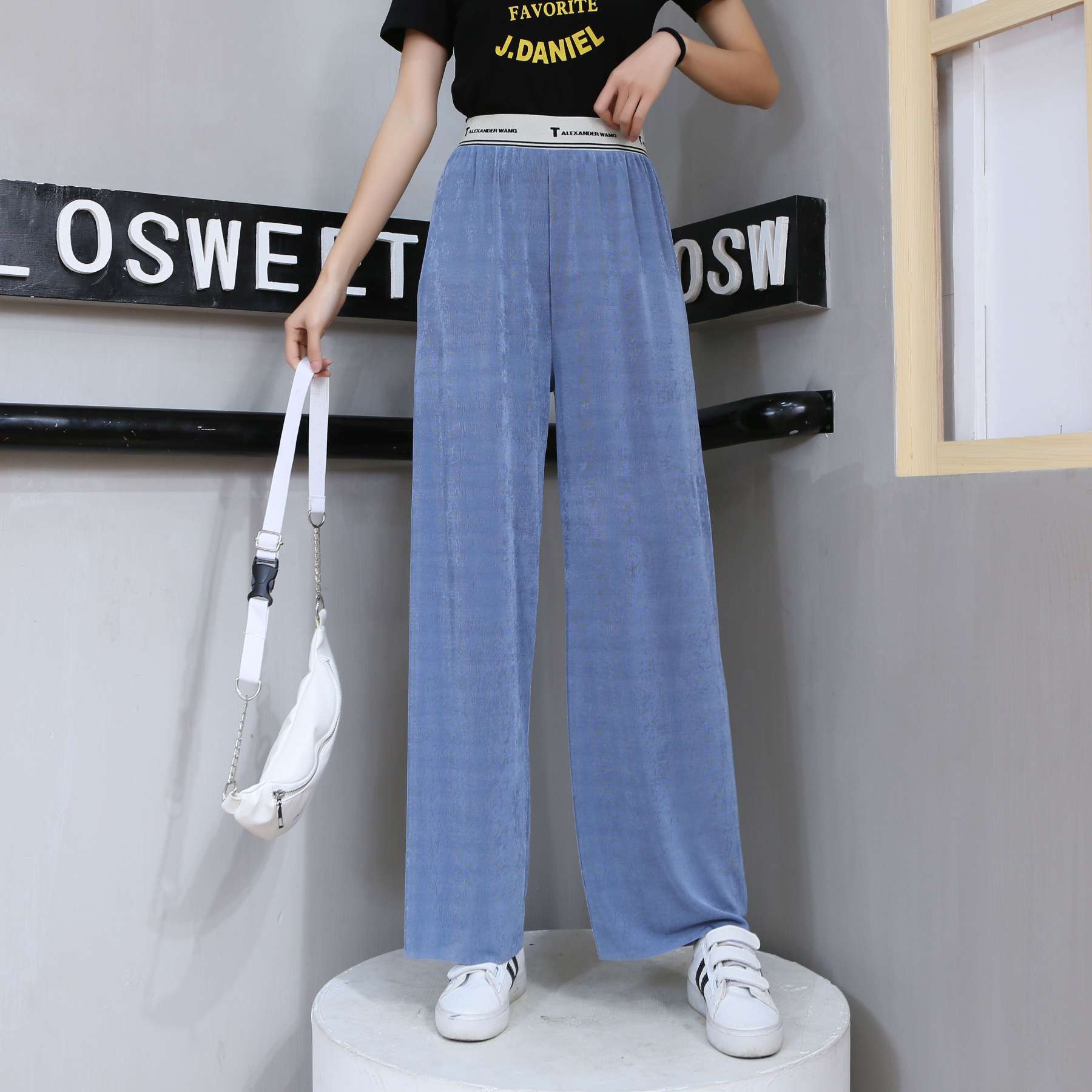 Ice silk wide-leg pants undefined