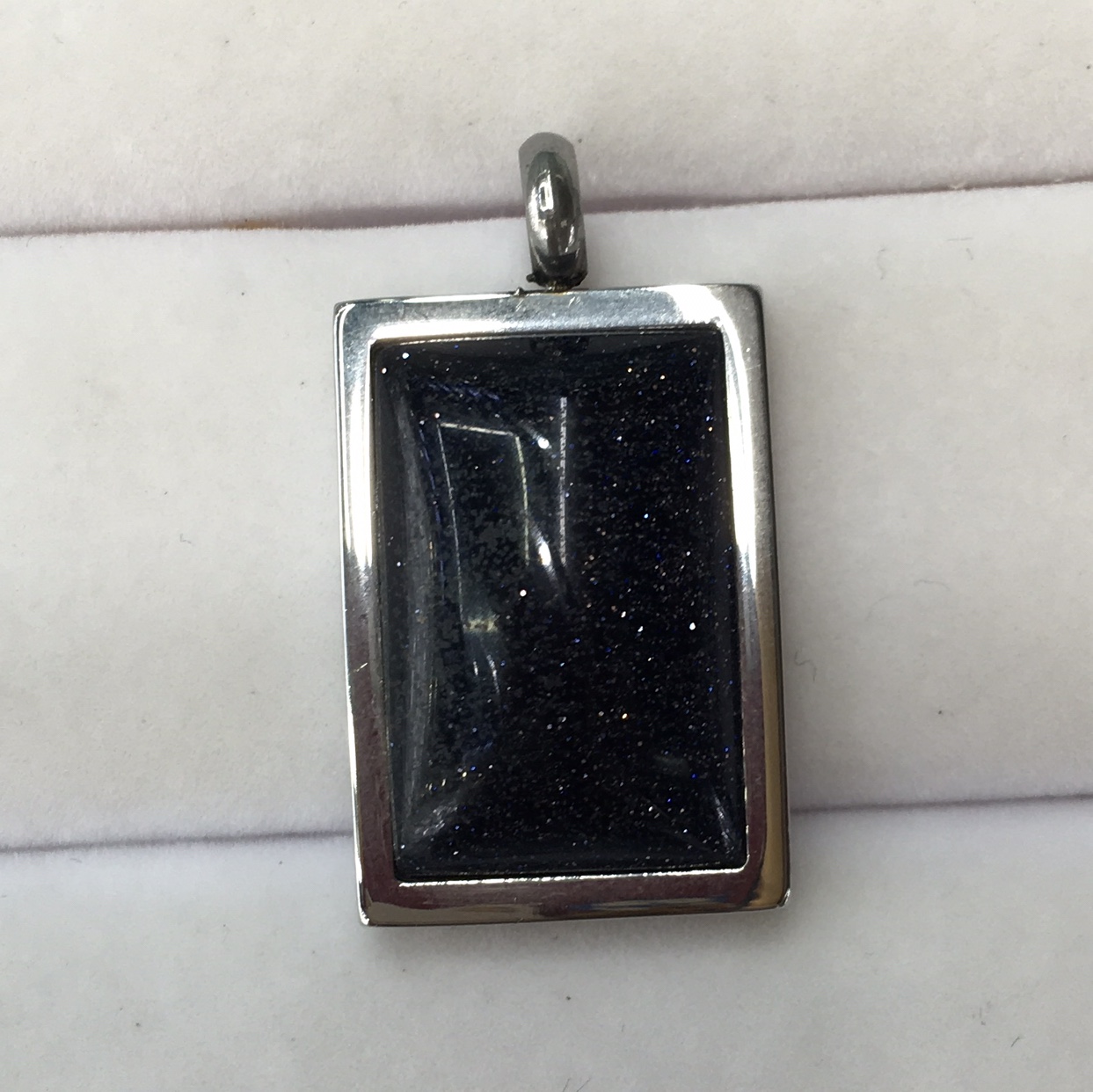 Stainless steel square obsidian pendant