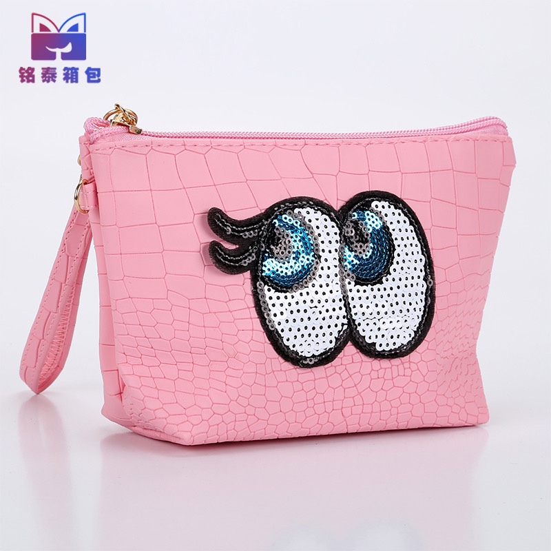 欧美热销布鲁斯眼睛化妆包厂家直销PU化妆袋卡通手拿包图