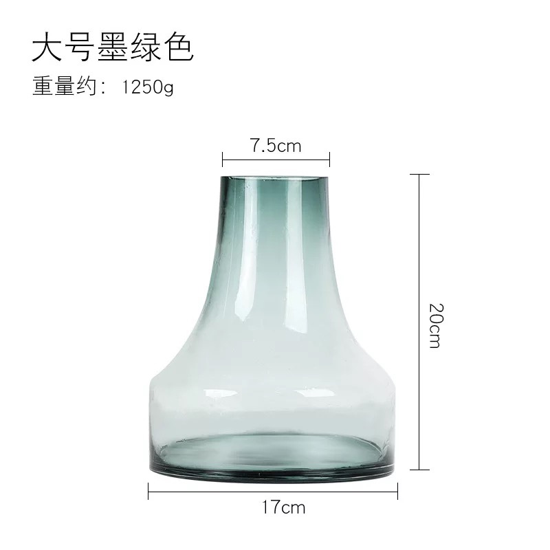 Modern, simple and fashionable home decoration, thickened conical small-mouth transparent glass vase, living room model room dining table decoration, factory direct sales and wholesale Item Picture