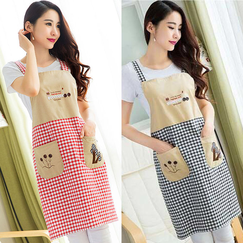 Belt apron female cotton kitchen household cooking overalls anti-oil adult Korean version of cute work clothes waist thumbnail