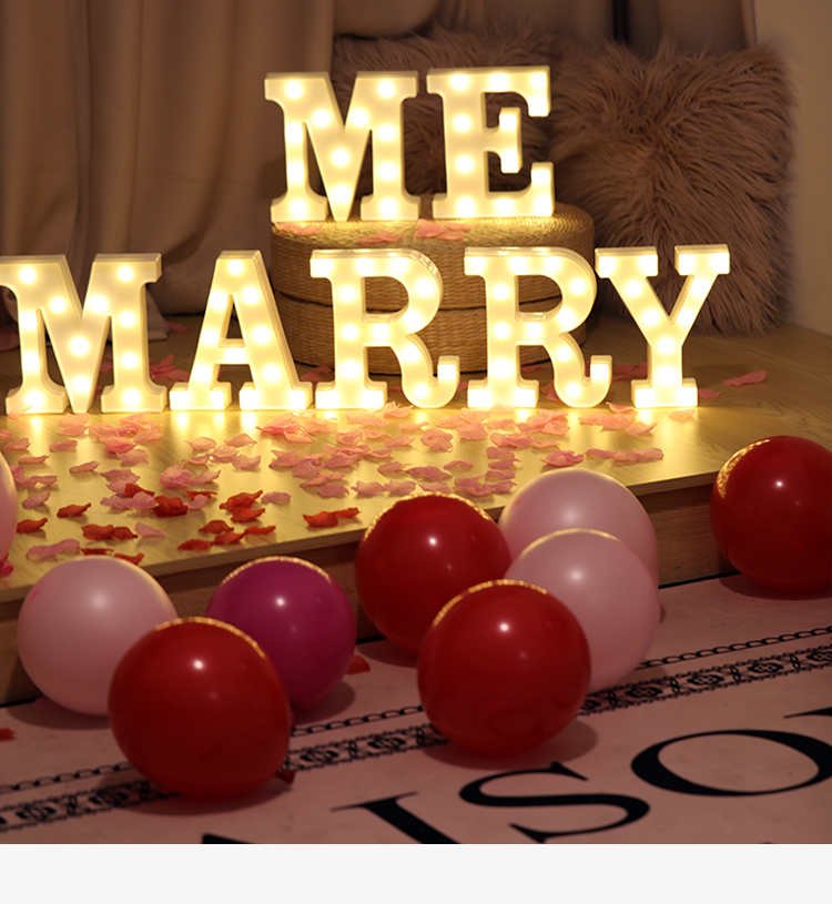 Ins-style photo letter light with 26 English letters LED number shapes, wedding proposal night party props detail image 6