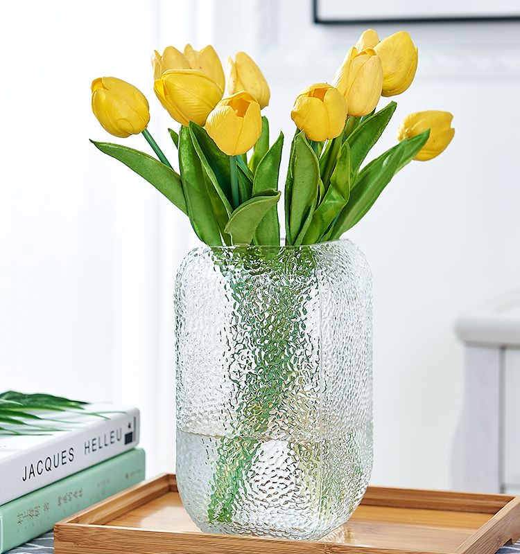 Vase, water-grown dried flower decorative item, living room flower arrangement, transparent glass hydroponic vessel, rose and lily fresh flower vase