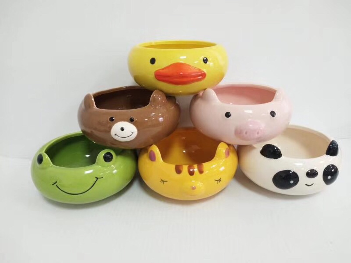 Cute cartoon animal ceramic flowerpots, trendy, creative and personalized birthday gifts, student gifts details Picture
