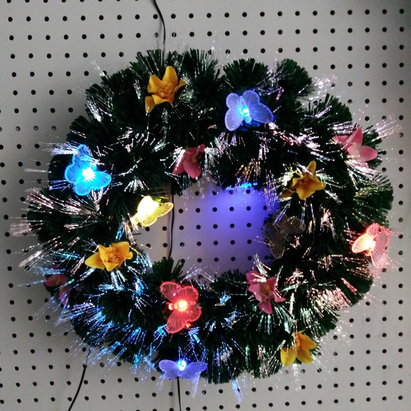 Optical fiber wreath with 40cm bow full figure