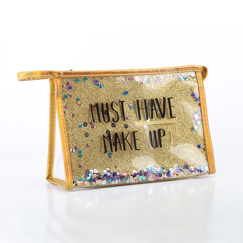 PVC流沙公文包可定制logo金粉拼接洗漱包防水化妆品收纳包产品图