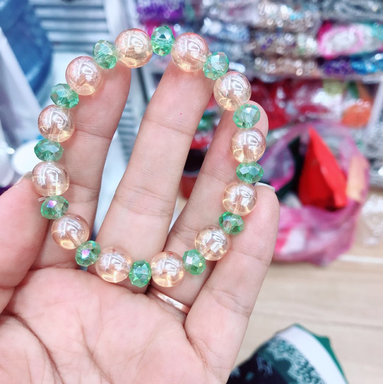 Amber gold bracelet fruit green thumbnail