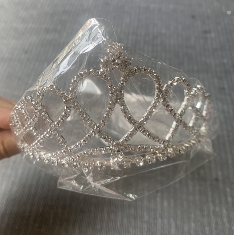 Bridal tiara, heart rhinestone tiara, claw chain hair comb