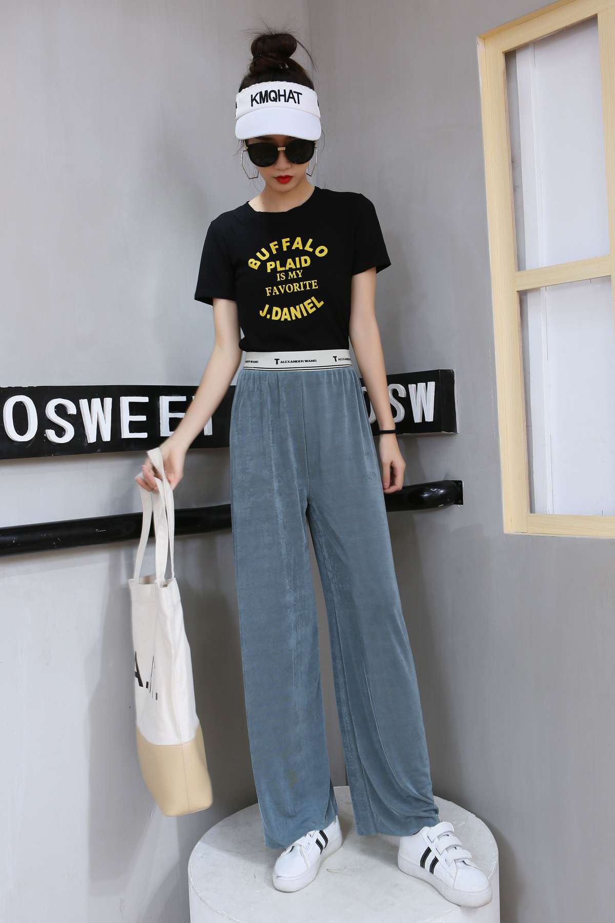 Ice silk wide-leg pants