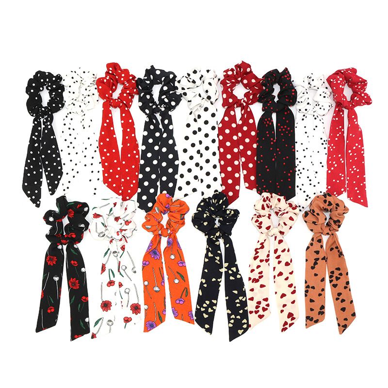 Wholesale of new Spring and summer style fresh and light long ribbon hair bands, women's large intestine bands, Korean polyester silk imitation headwear Specification image