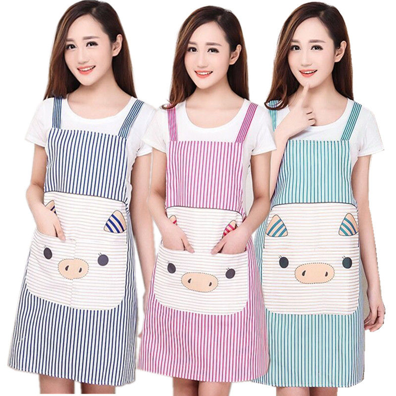 韩版防尘厨房围裙男女工作上班背带成人可爱时尚韩版家用做饭围腰图